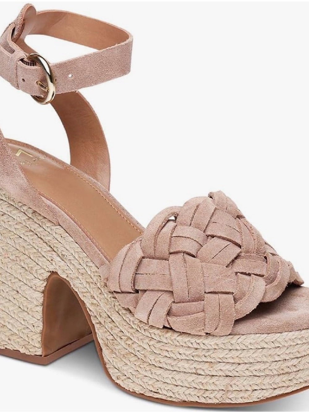 Marc Fisher Suede Woven Platform Sandal in Light Natural color